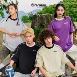 Mẫu áo thun đồng phục raglan phối viền line thể thao đa màu