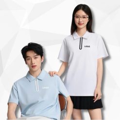 Áo polo đồng phục cổ zip tối giản