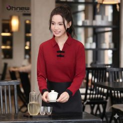 Áo Đồng Phục Dài Tay Khuy Tàu Cách Điệu